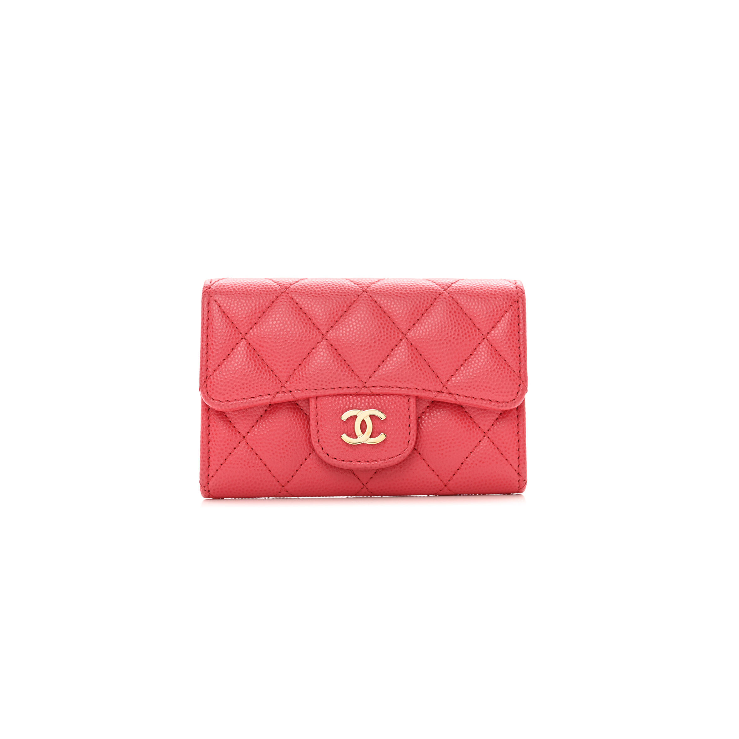 CHANEL CAVIAR QUILTED FLAP CARD HOLDER PINK AP0214 (11.3*7.5*2.5cm)